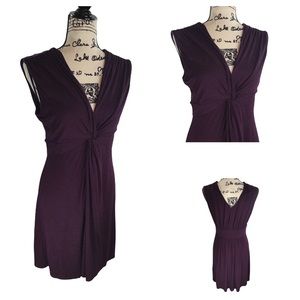 EXPRESS - Twisted V-Neck Midi Sleeveless Dress in Plum Purple - M